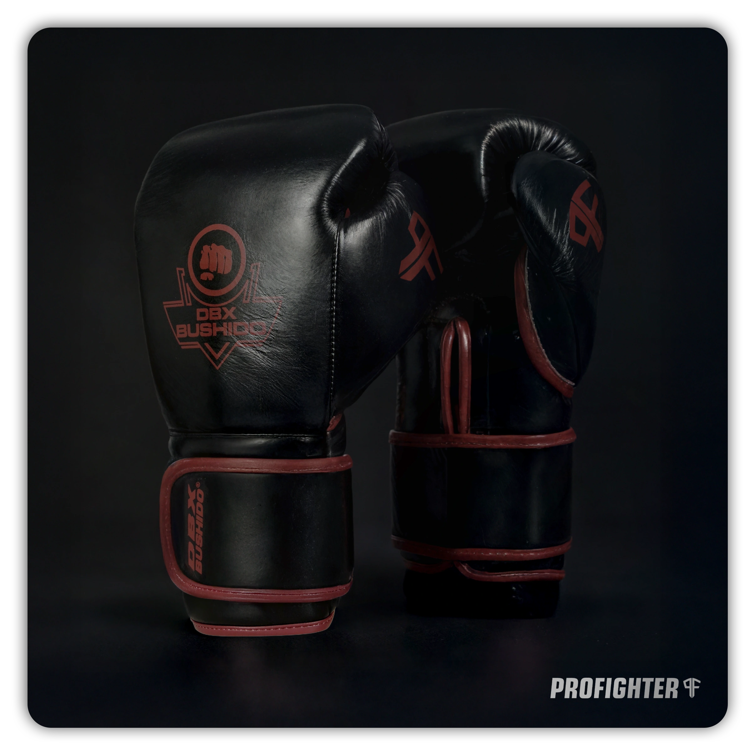 rękawice bokserskie premium profighter bordowe bordeaux ze skóry naturalnej 