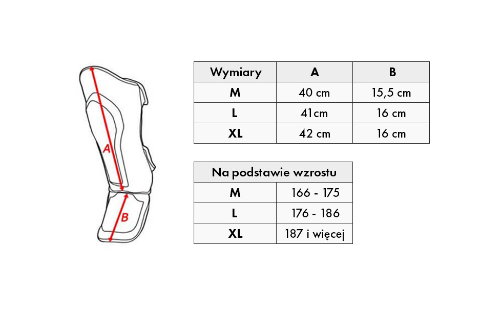 ochraniacze na piszczele tabela rozmiarow