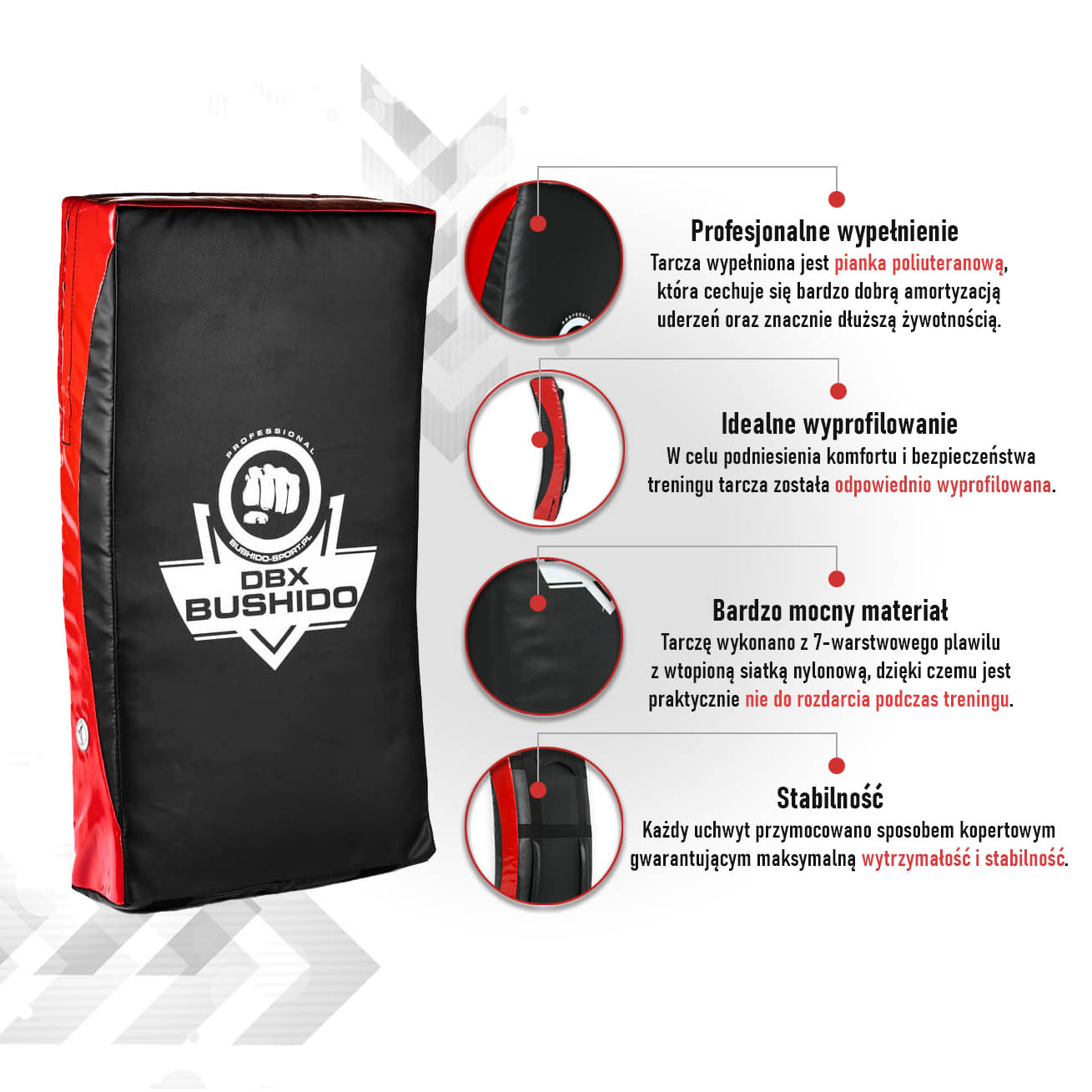 Tarcza treningowa T62 DBX Bushido Infografika 