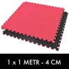 Mata do ćwiczeń z Ceryfikatem Bezpieczeństwa - Puzzle 1x1m - Tatami 4 cm - Czarno Czerwona 