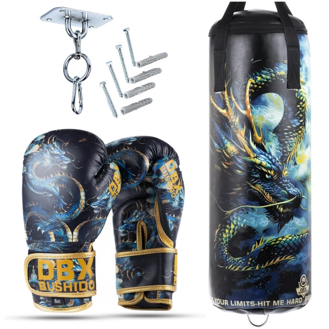 Zestaw bokserski dla dzieci Dragon 75x25cm PUSTY Worek + rękawice 6oz | DBX Bushido