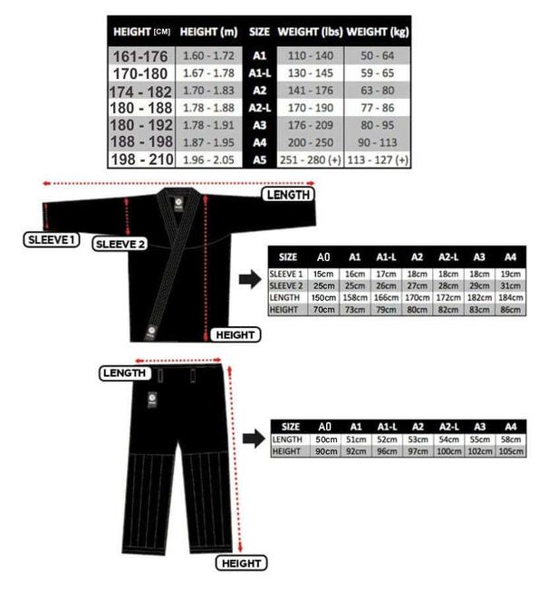  Kimono / GI do treningu BJJ - Czarne DBX ELITE A0 + PAS A0