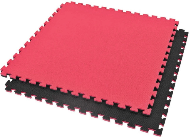 Mata do ćwiczeń z Ceryfikatem Bezpieczeństwa - Puzzle 1x1m - Tatami 4 cm - Czarno Czerwona 