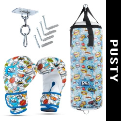 Zestaw bokserski dla dzieci Cartoon Blue 70x25kg PUSTY Worek + rękawice 6oz | DBX Bushido