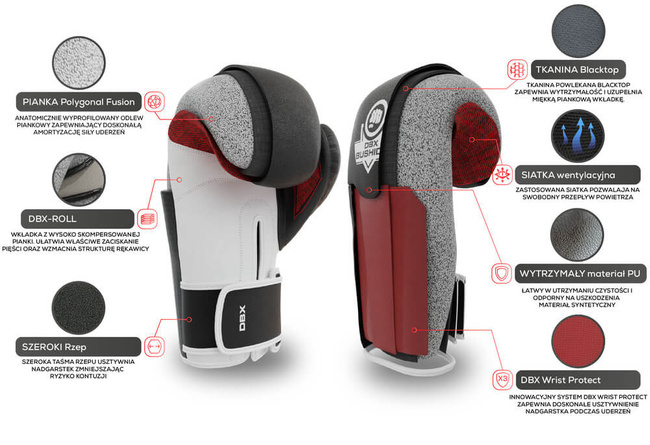 Rękawice bokserskie 14oz - Phantom White - Valor Series | DBX Bushido