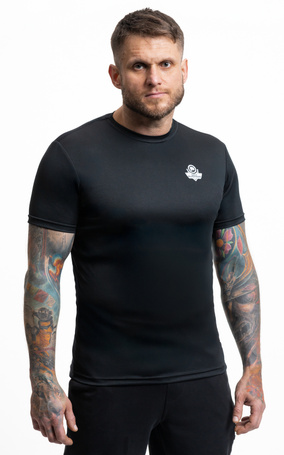 T-Shirt koszulka techniczna premium czarna z białym logo DBX Bushido