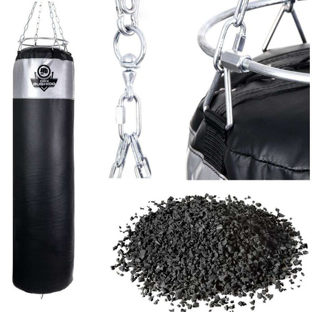 130 cm / 60 kg - Worek treningowy 60 KG! Worek treningowy bokserski z granulatem gumowym SBRX 130 cm Srebrny