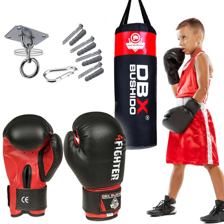 80 cm / 15 kg - Zestaw - Worek Bokserski dla Dzieci DBX Junior Czerwony