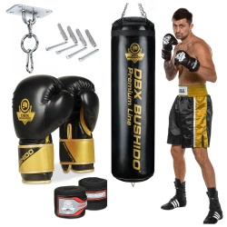 140 cm / 40 kg - Zestaw bokserski: worek treningowy Premium + rękawice bokserskie + mocowanie + owijki