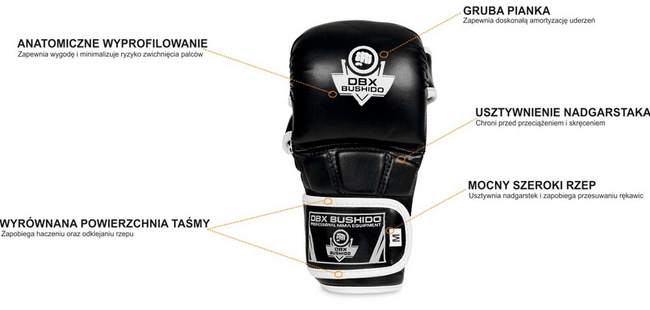 Rękawice MMA sparingowe L - Phantom White - Valor Series | DBX Bushido