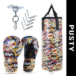 Zestaw bokserski dla dzieci Cartoon Red 75cm | PUSTY Worek + rękawice 6oz | DBX Bushido