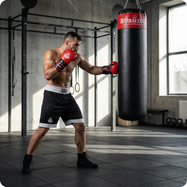 130 cm / 30 kg - Zestaw bokserski Home Pro 130 - Worek treningowy + rękawice MMA | DBX Bushido