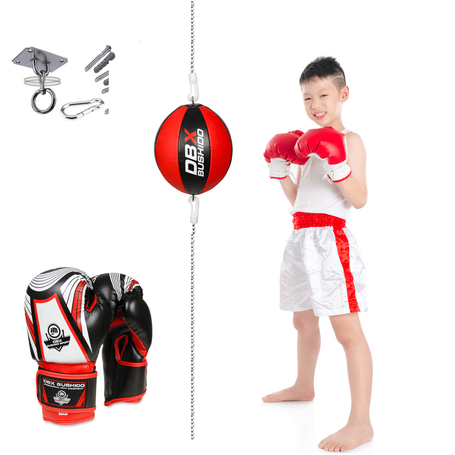 Piłka refeksowa + rekawice bokserskie + mocowanie - Zestaw dla dzieci