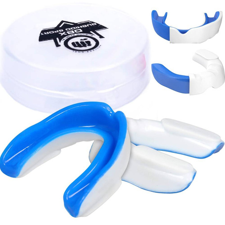 Żelowy ochraniacz szczęki - ochraniacz na zęby + pudełko - biało-niebieski | GelTech