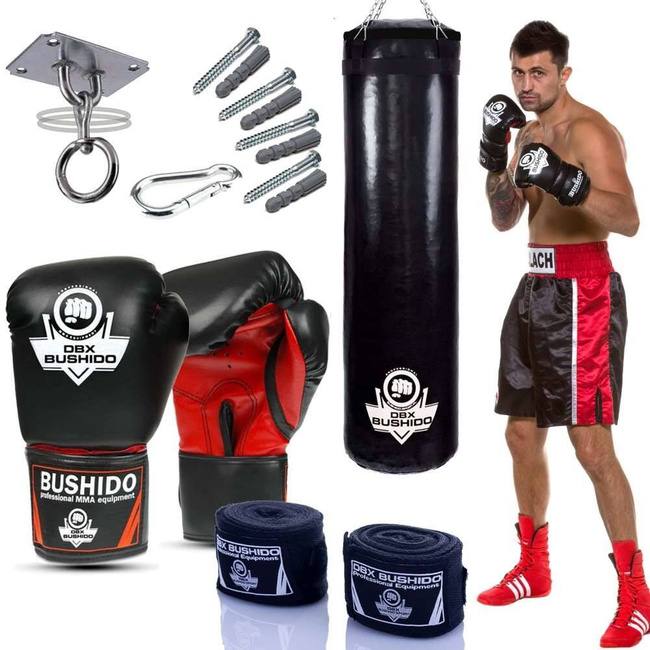140 cm / 40 kg - Zestaw bokserski  GymPro 140c - worek treningowy + rękawice boskerskie + mocowanie + owijki 