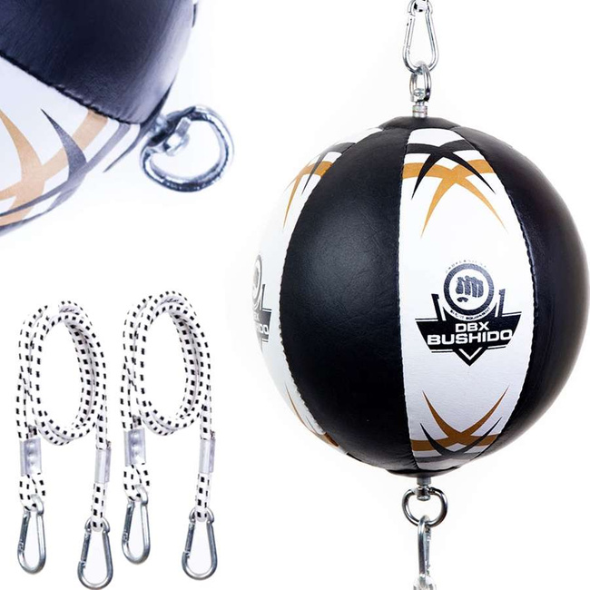 69 cm - PIŁKA REFLEKSOWA BOKSERSKA BUSHIDO SKÓRA CZAR-BIAŁ